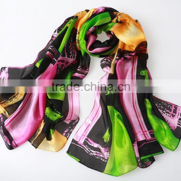 Fashion Big Size digital print custom design silk scarf