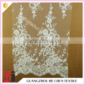 HC-5717-1 Hechun Crochet Patterns Sequin Beaded Turkey Bridal Lace Fabric