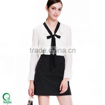 Hot Sales Ladies Long Sleeve Silk Blouse And Tops