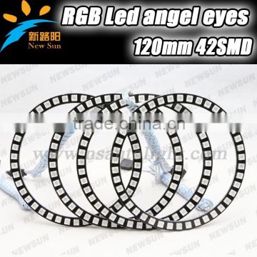 New color chaning rgb angel eyes for Headlights Car Angel Eyes 120MM 42leds 5050 SMD LED Light Halo Rings Light