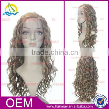 Quality guaranteed customizable blonde african american synthetic braided silk base full lace wig
