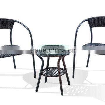 Factory Direct Sale Cheap 3Pcs Aluminum Frame PE Rattan Garden Table And Chairs