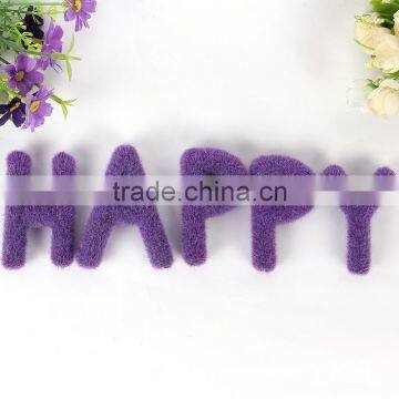 HAPPY letter decoration purple flocking bonsai accessories