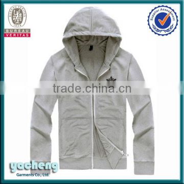 Custom mens' printing cotton fleece hoody jacket
