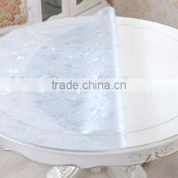 Soft glass transparent waterproof mat custom round PVC round table cloth tablecloth with frosted crystal plate