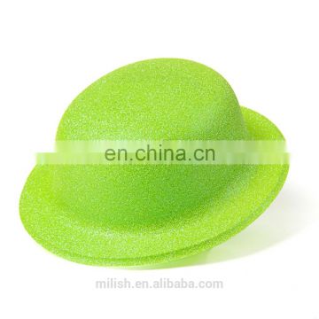 MH-2142 Classic Party kit PVC Plain Green Glitter Plastic Top Bowler Derby Hat