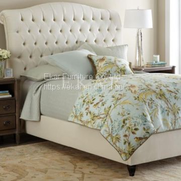 Modern Bedroom Furniture Wood Fabric Double Bed Designs