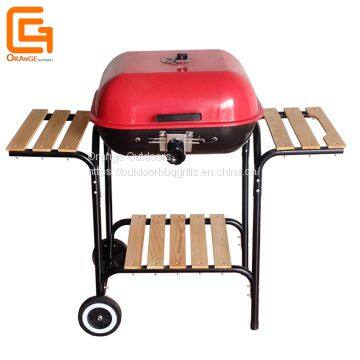 Hamburger Square Outdoor Charcoal Trolley Barbeque Grill