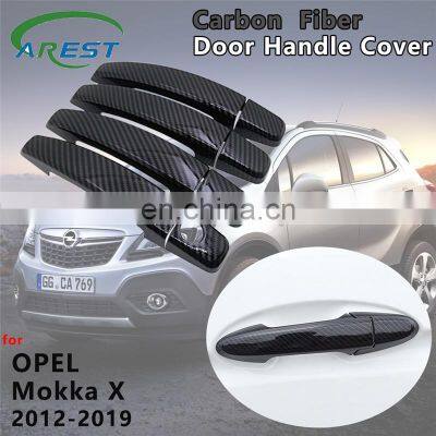 Gloss Black Carbon Fiber Door Handle Cover Accessories for Opel Vauxhall Mokka X Encore 2012 2013 2014 2015 2016 2017 2018 2019