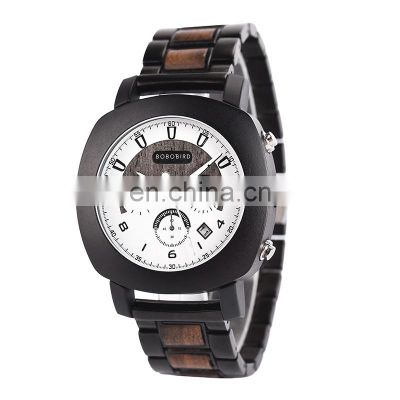 New Arrival BOBO BIRD Mens Luxury Chronograph Stainless Steel Watches with Stop Watch Function