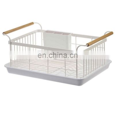 Dish Rack 304 Stainless Steel Utensil Holder Tableware Holder with Removable Drain Tray And Handle Dish Drying Rack