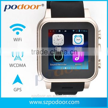 Android watch phone, OEM Android 4.4 genuine leather smart Watch, with 3G/sim card/ WIFI/GPS /GSM/WCDMA/,Android watch phone