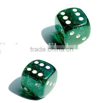hot sale custom special green plastic 6 sided transparent large dice