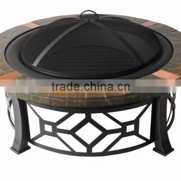 round Fire Pit Table with slate top