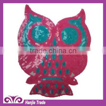 Hot Sale Red Owl Sew-on Sequin Patches For Clothes