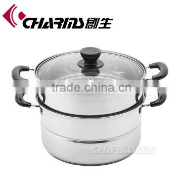 Tri-tier stainless steel cookware pasta pot set with steamer