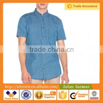 Top Quality Short Sleeve Pocket Men Shirts in Blue