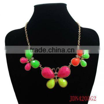 colorful butterfly pendant necklace for young girl