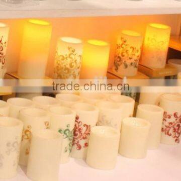 cheap beautiful flameless romantic yellow flickering plastic led glitter candles