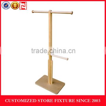 Simple design wood clothing hanging display stand