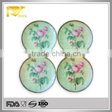 home decor 8 '' round flower pattern ceramic garden name plates, dinner plates with logo