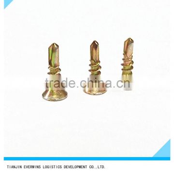 Pozidriv bugle head Brass plated Self drilling screws