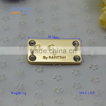 zinc alloy OEM label for bags High quanlity engrave logo make in China