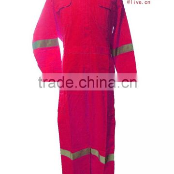New Design red Coveralls with 2 inches reflective tapes for Singapore