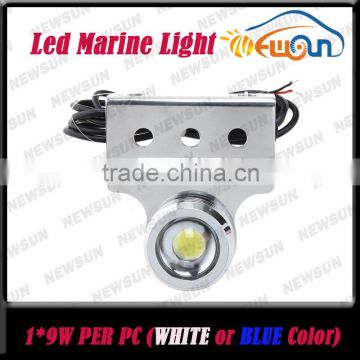 Style Fashion Best Blue/White LED Marine Light Drain Plug Underwater LED Light 1x9W Type