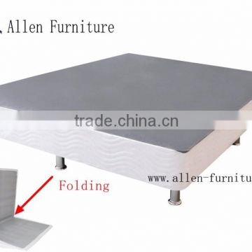 Easy to assemble and storage box spring/mattress foundation with center folding, with legs, twin to cal king