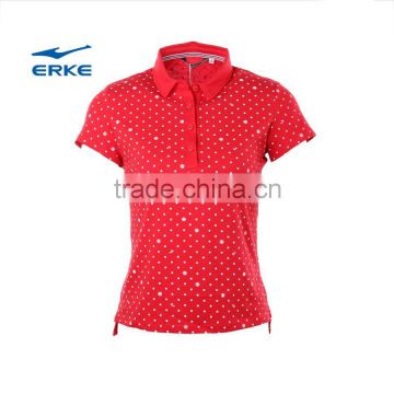 ERKE 2015 womens summer cotton polo t shirt sea style lovely dots short for women and girl Wholesale/OEM