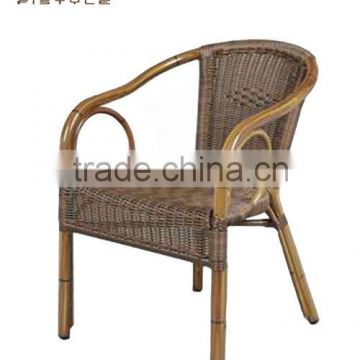 2016 leisure aluminium Commercial for Restaurant brown round PE Rattan chair dining chair