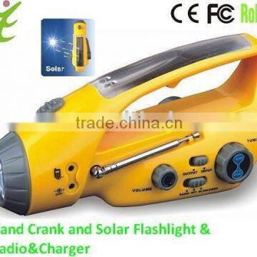 Hand Crank and solar dynamo flashlight radio& Radio&Charger