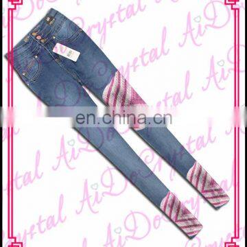 Aidocrystal China Wholesale Ladies Top Design Denim Woman Jean