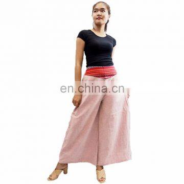 NAPAT Ladies Cotton Stonewash Wide Leg Pants Embroidery Waist Design Fashion Women