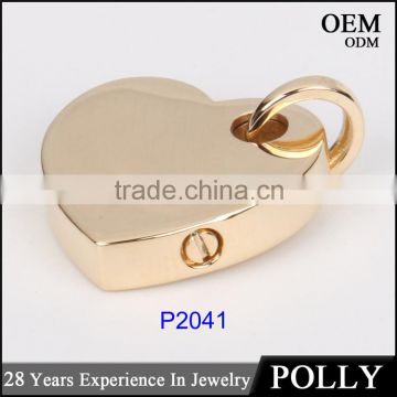 Wholesale 925 sterling silver heart shape hollow pendant necklace gold plating