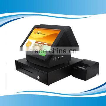 New arrival 15" tablet touch Android pos terminal with card reader double screen all in one pos terminal