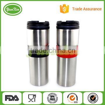 New products 2016 travel mug 400ml Stainless Steel Travel Mug With Silicone