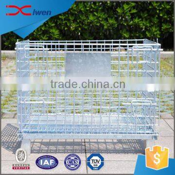 Hot sale zinc plated wire mesh foldable stackable storage cage with wheels                        
                                                                                Supplier's Choice