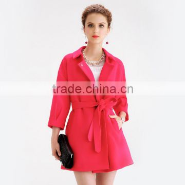 Women's 3/4 Sleeve Trench Coat with Belt Clothing Customization OEM Type Factory Guangzhou Baiyun