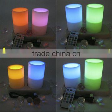 multi color and function wireless charge plastic pillar set candles
