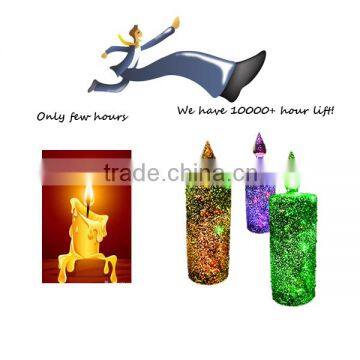 Long lasting candle shape color changing led light for home decoration, battery operated night plastic light