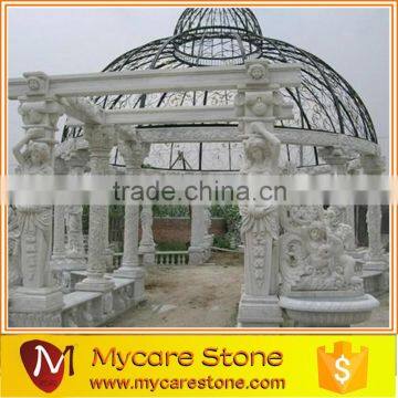 Hand carving stone pedestal marble pillar garden design