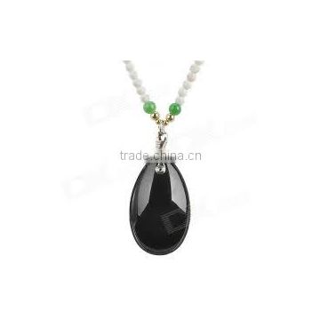 natural black bead silver necklaces