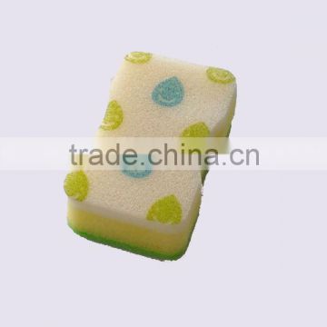 kitchen cleaning sponge with print scouring pad(KP-013)