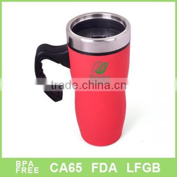201stainlesss steel double wall car mug with rubber paiting