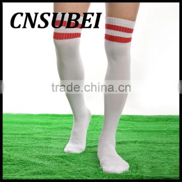 Women Men Unisex Athletic Stripe Sports Soccer Football Running Knee High Tube Socks