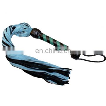 HMB-510D LEATHER FLOGGER 36 TAILS SUEDE SOFT BULLWHIPS GREEN BLACK WHIPS