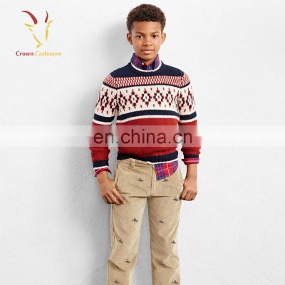 Top Sale Popular Stylish Intarsia Children's Cashmere Boys Sweater for Kids
