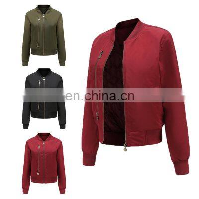 Wholesale women's 2021 high quality spring and autumn cotton material bomber jacket jacket women custom jacket top crop